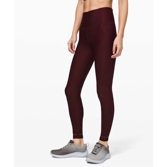 Lululemon Zoned In Tight 27" Inseam Garnet Deep Purple Reflective Size 6 5BBNS - Picture 3 of 12